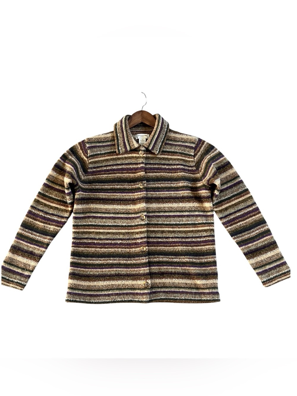 Vintage Jones New York Sport Striped Button-Up Multicolor Cardigan Sweater